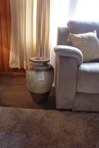 Urn converted to side table