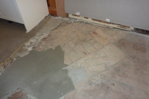 The remnants of the old wood stove fireplace.