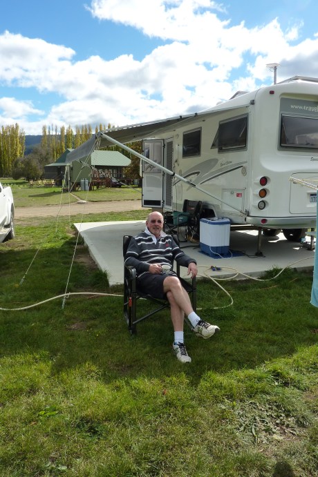 Paul enjoying a cuppa in the afternoon sun.