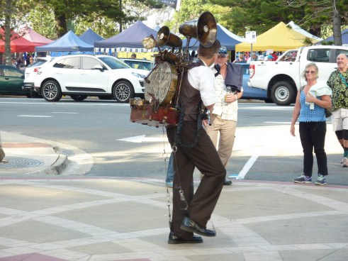 Photo doesn't do justice to Uptown Brown's one man band.