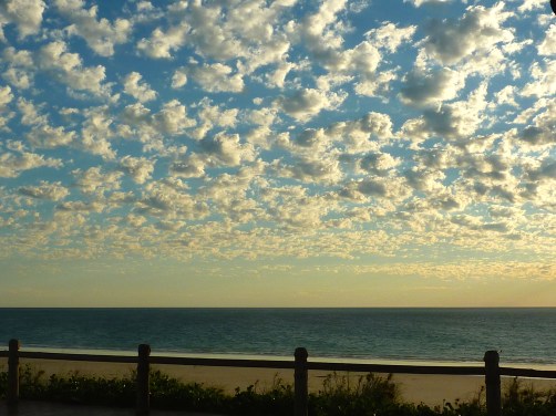Clouds forming as we eat fish and chips waiting for the sun to set.