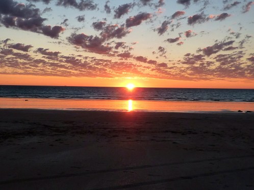 The sun sinking into the Indian Ocean.