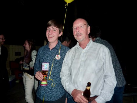 Having a drink with the 'man of the moment'.