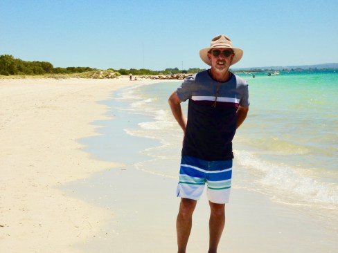 Paul, amongst the tourist crowds on our little patch of beach.